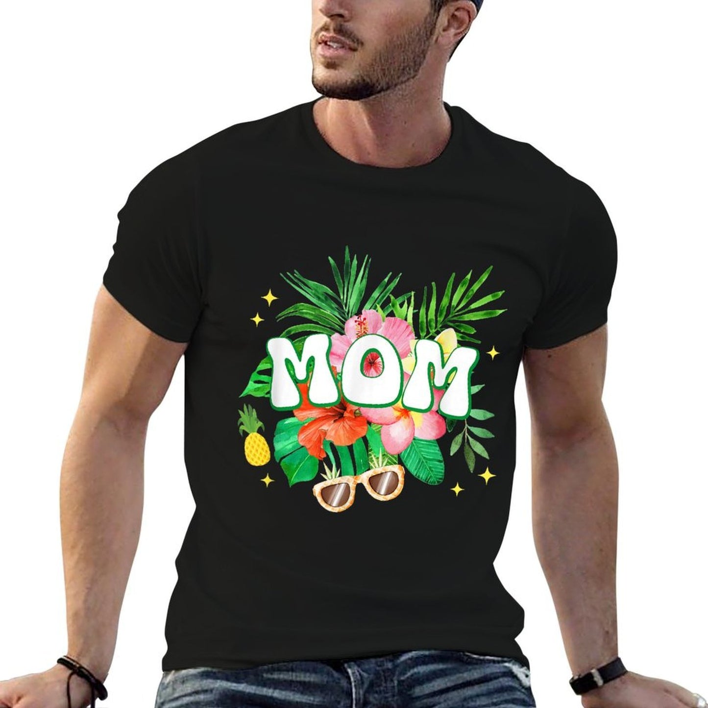 Mom Hawaii Birthday Party Family Aloha Hawaiian Floral Lightweight T-Shirt