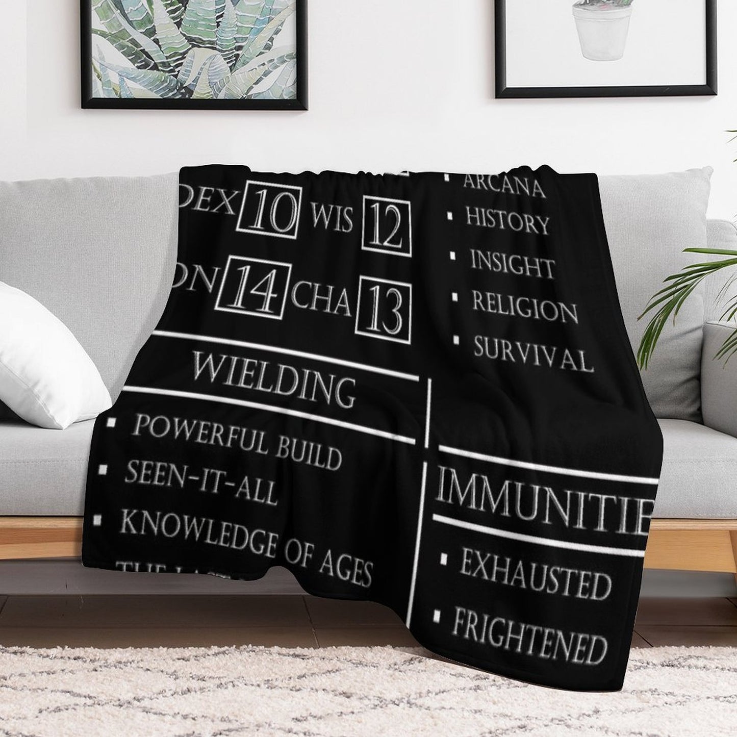 Grandpa Stats - Character Sheet - White Lightweight Throw Blanket