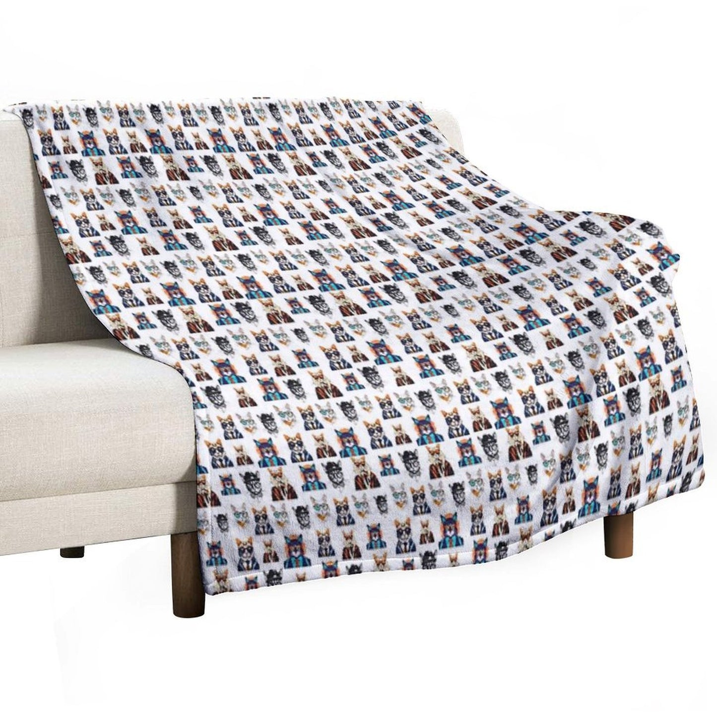 Cool Cat Chronicles Pattern 4 Plush Throw Blanket