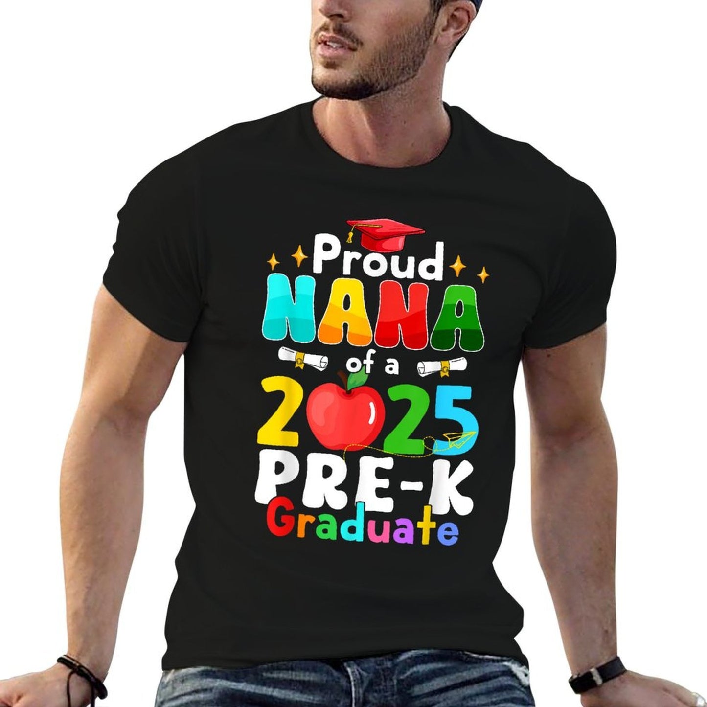 Proud Nana of A 2025 Pre-K Graduate Matching Family Grad  High-quality Stitching T-Shirt