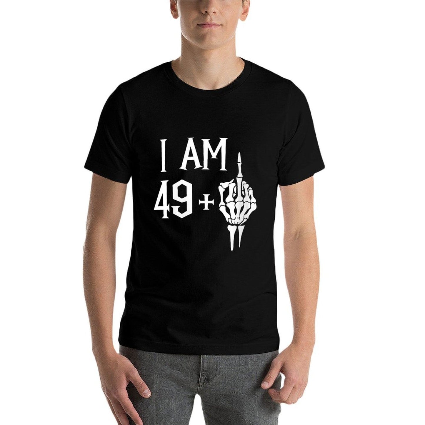 Womens I Am 49 Plus 1 Middle Finger Skeleton 50th Birthday Vintage-inspired T-Shirt