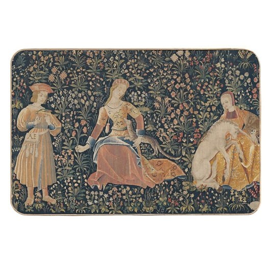 Medieval Unicorn Floral Tapestry  Pet-Safe Bath Mat