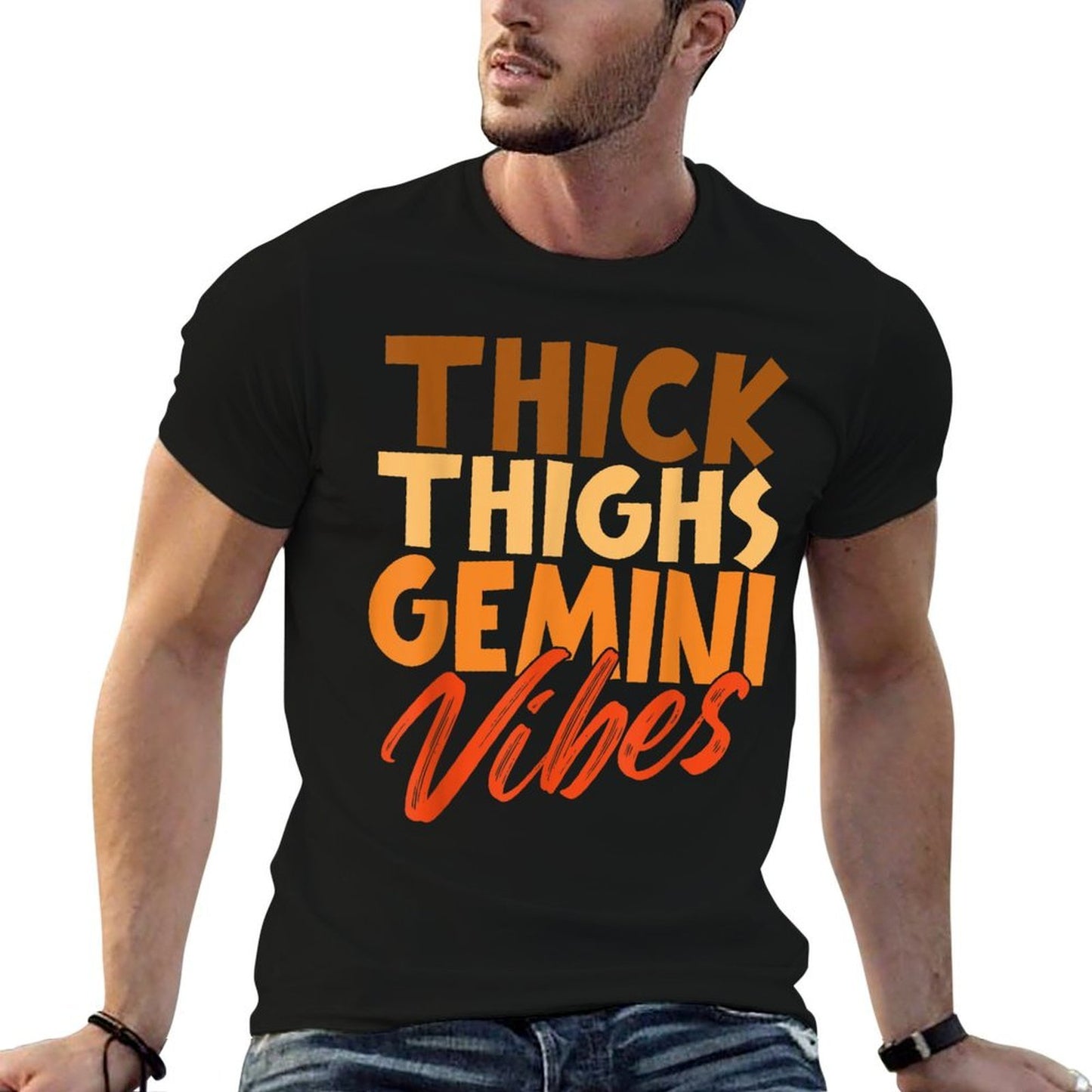 Thick Thighs Gemini Vibes Horoscope Melanin Black Queens Easy-care T-Shirt