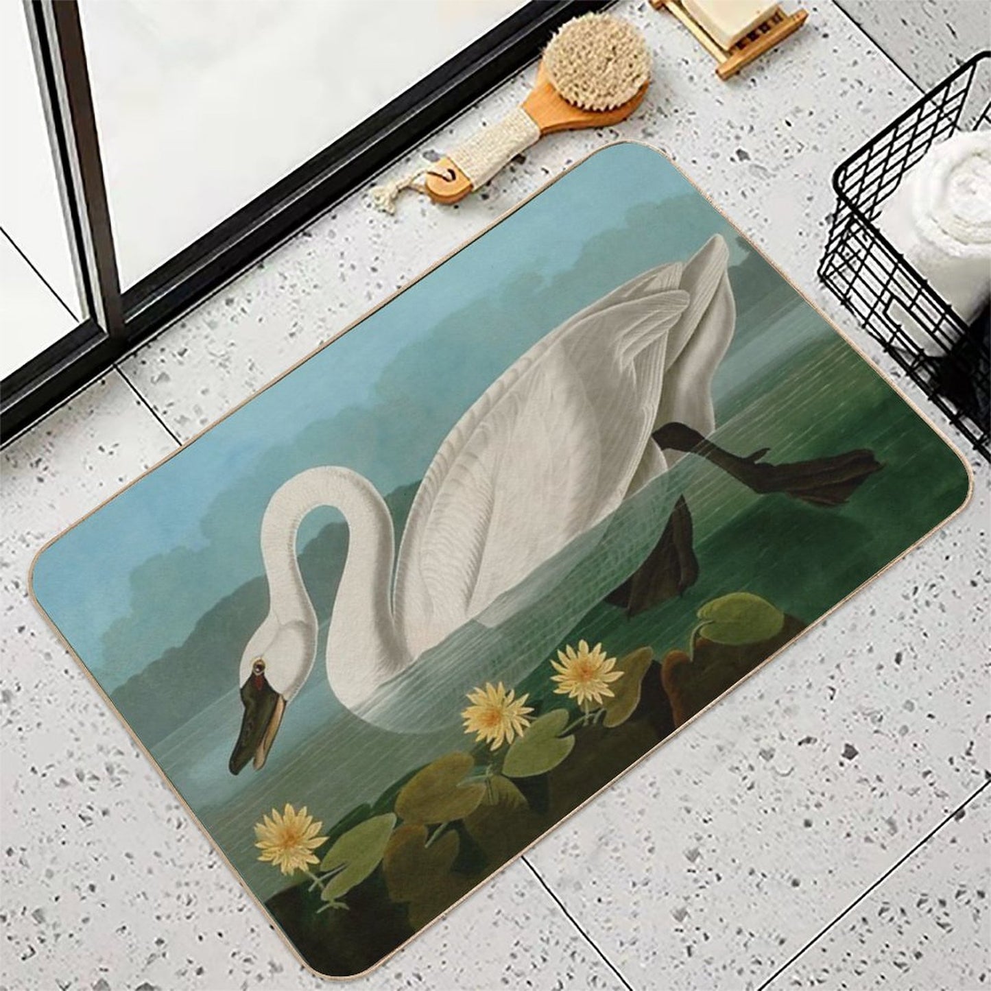 Common American Swan Birds of America Audubon Illustration Bird Lovers Gift Odorless Bath Mat