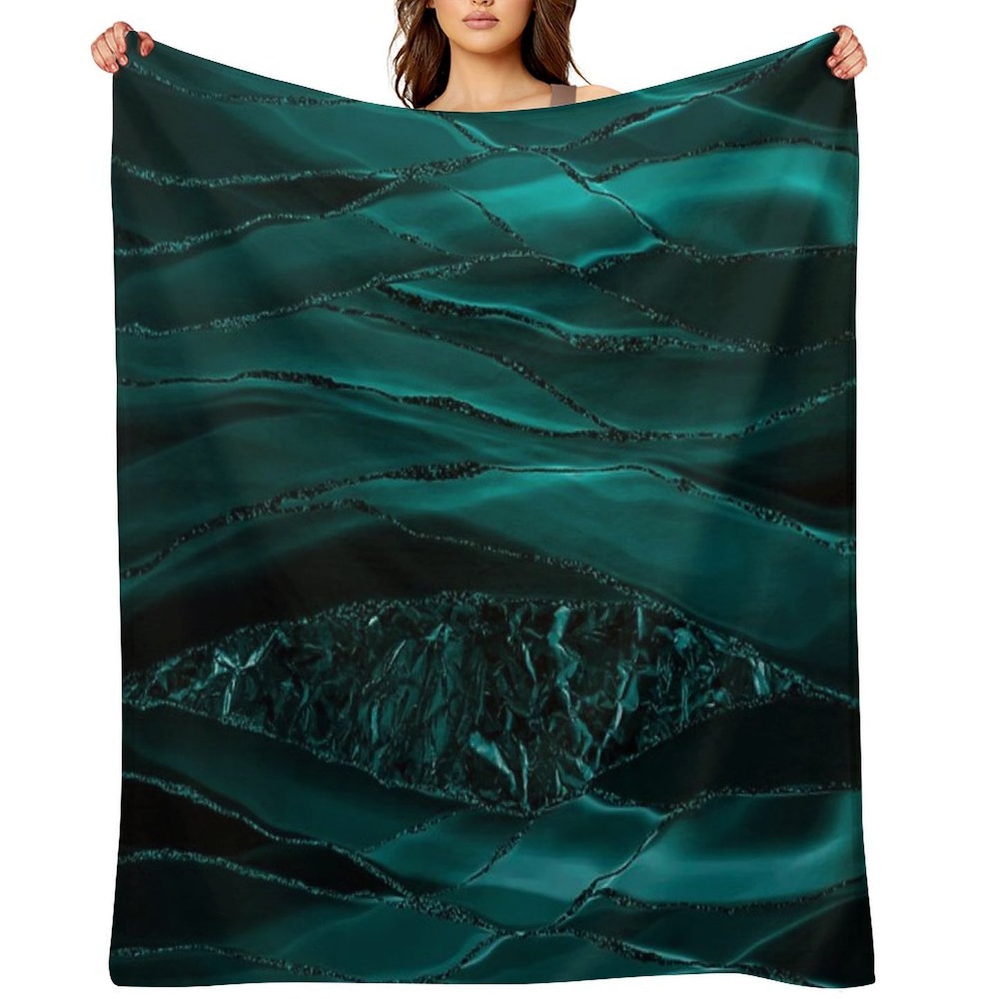 Emerald Green Glamour Marble Faux And Agate Landscapes All-season Throw Blanket
