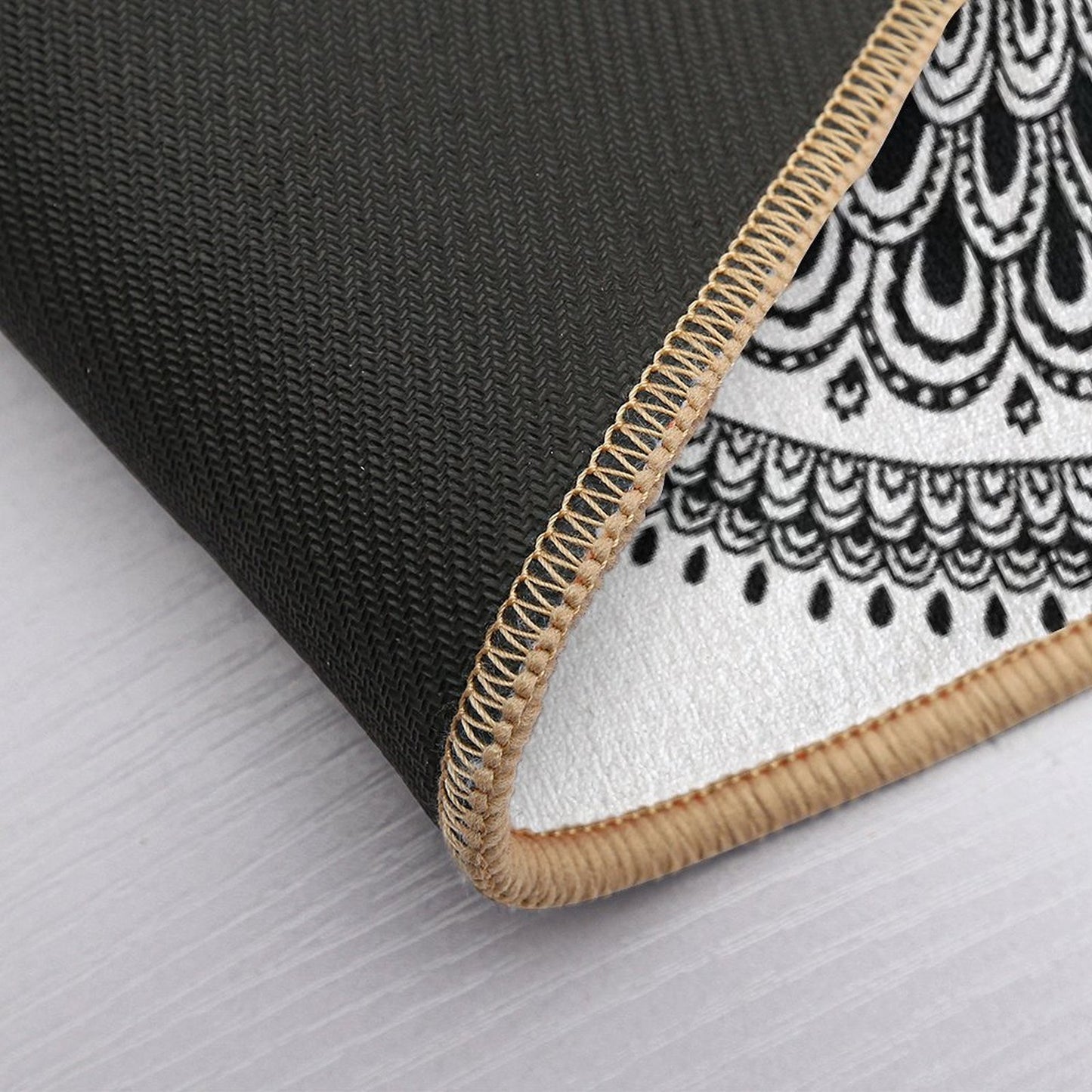 Mandala Black And White by Hayley Lauren Design Stain-Proof Bath Mat