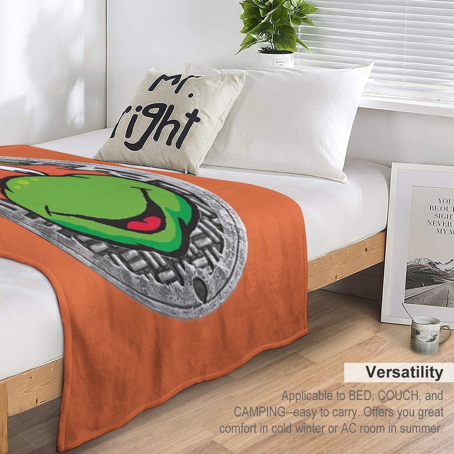 Orange TMNT THE MUTANT NINJA TURTLES MICHELANGELO Anti-pilling Throw Blanket