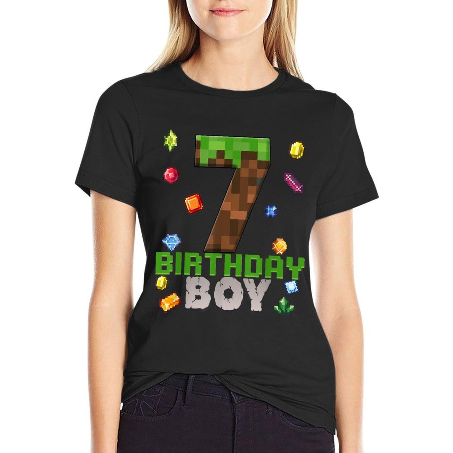7th Birthday 7 Years Old Video Gamer Pixel Birthday Boys Versatile T-Shirt