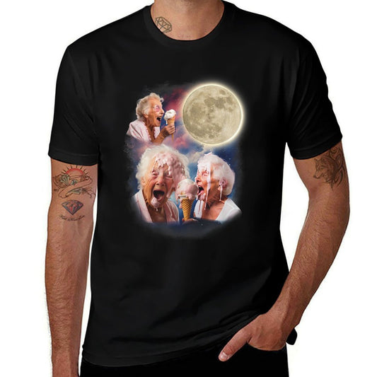 Three Granny Moon Funny Old Ladies Moon Weird Cursed Meme  Moisture-wicking T-Shirt