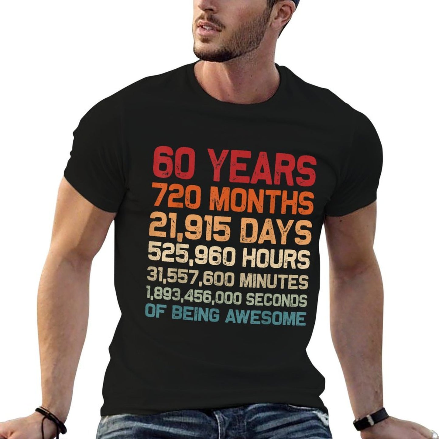 60 Years of Being Awesome Retro Vintage Funny 60th Birthday Odor-resistant T-Shirt