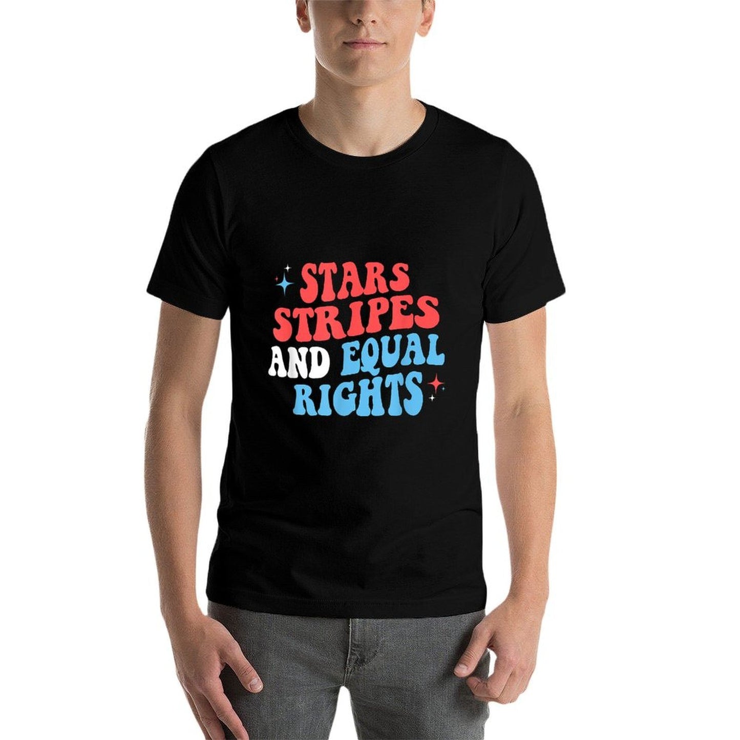 Stars Stripes And Equal Rights 4th Of July Womens Rights  Fade-proof Color T-Shirt