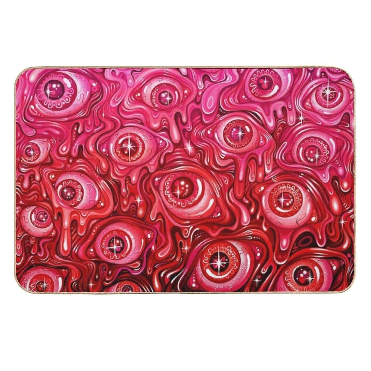 Red Eyeball Pattern Easy To Clean Bath Mat