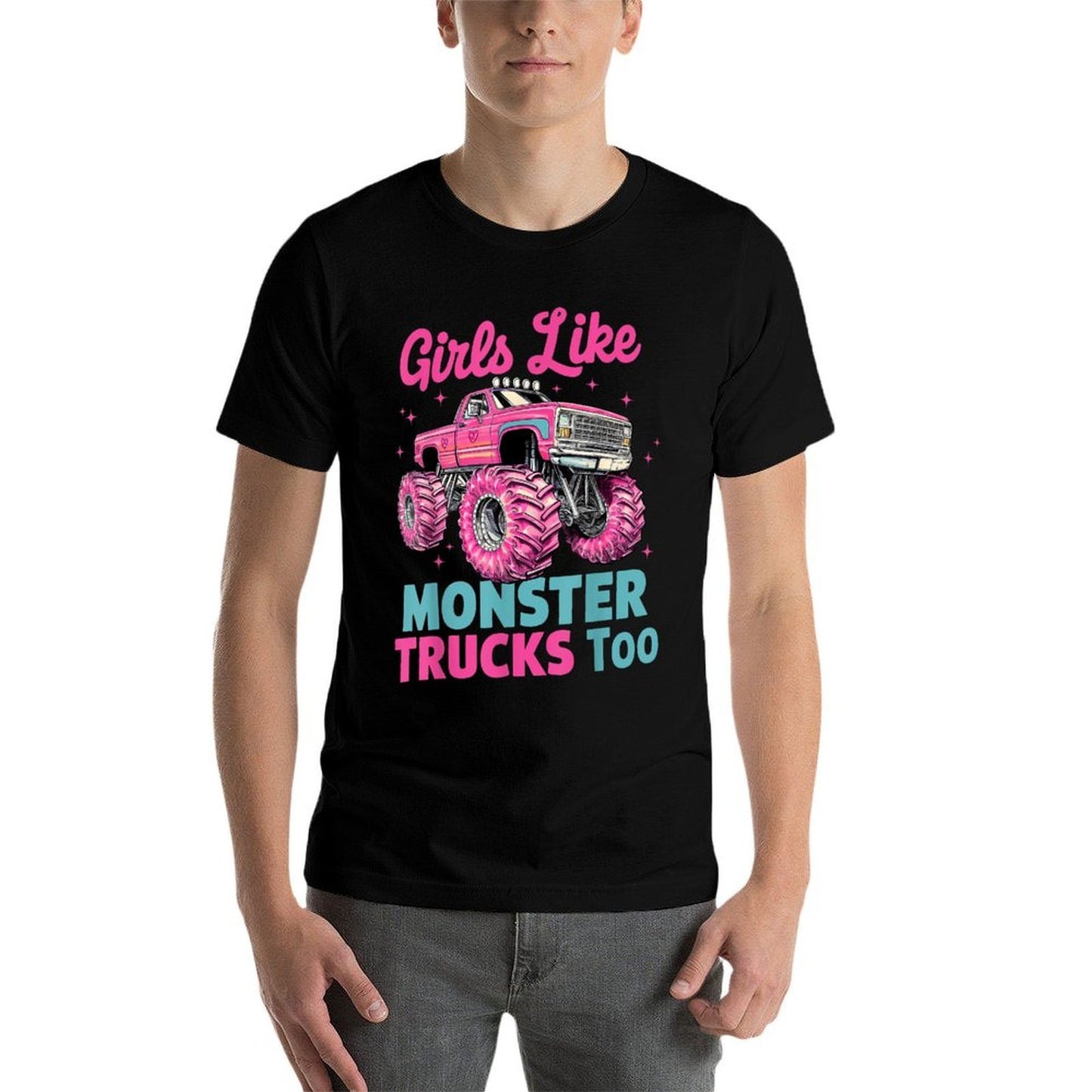 Girls Like Monster Trucks Too Funny Pink Monster Truck Girls Easy-care T-Shirt