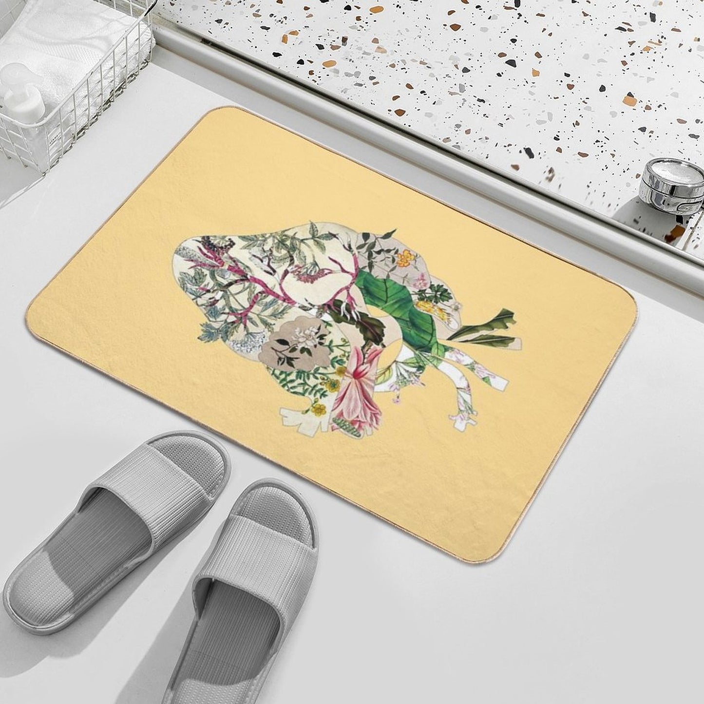 Vintage Botanical Heart - Sunshine Pet-Safe Bath Mat