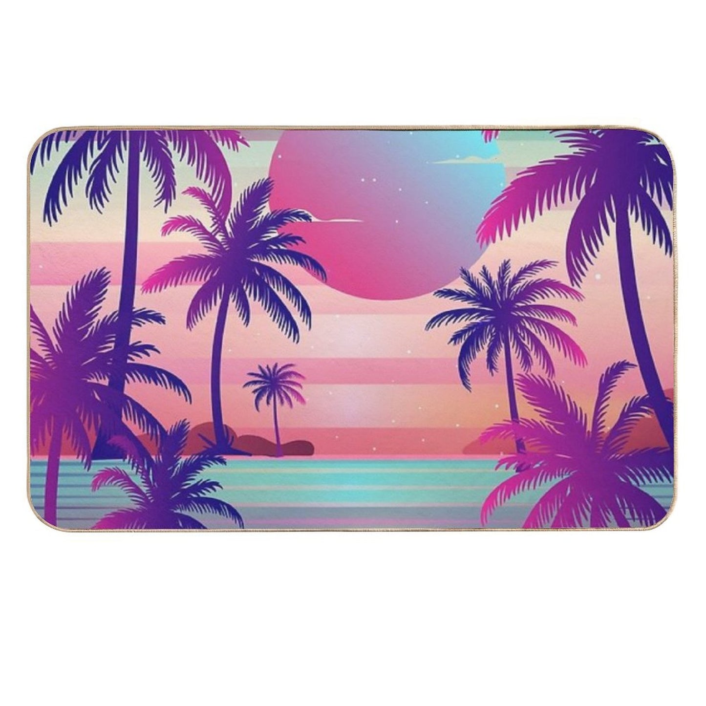 Sunset Palm Trees Vaporwave Aesthetic Slip-Resistant Bath Mat