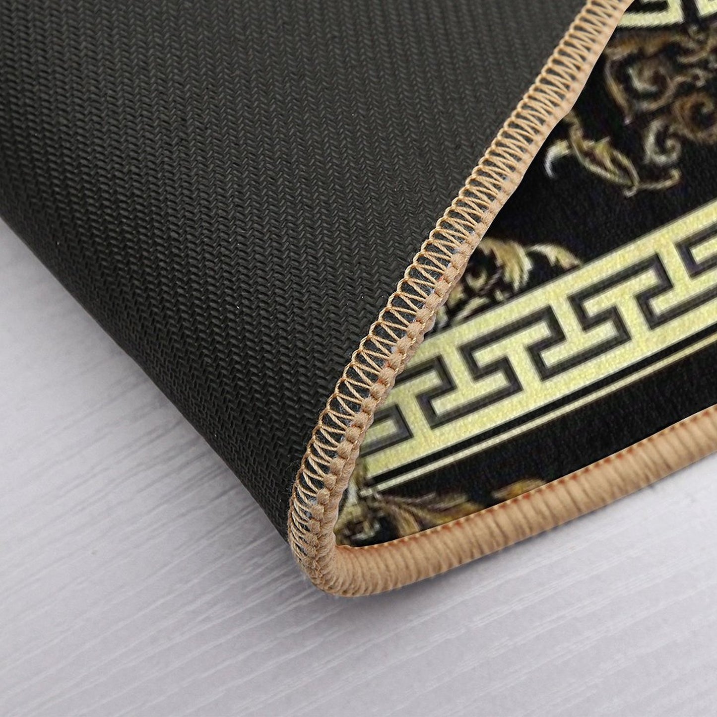 Baroque Gold Black Greek Key Meander Odorless Bath Mat