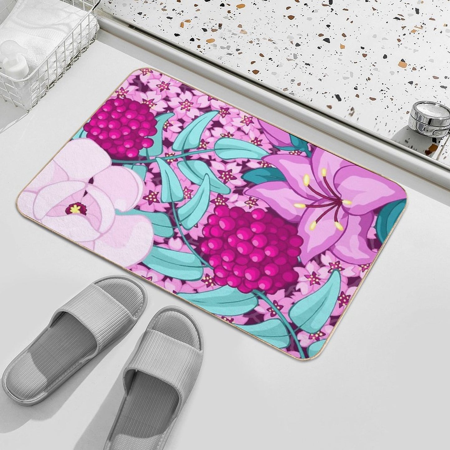 Feminine Florals Stain-Proof Bath Mat