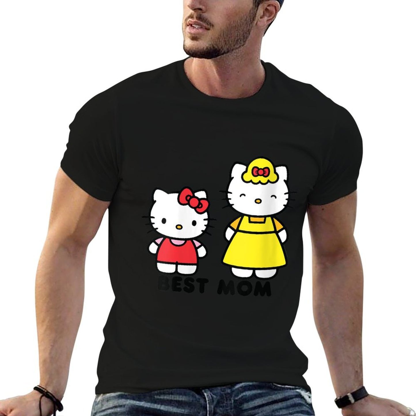 Womens Hello Kitty Best Mom Mother's Day Summer-ready Fabric T-Shirt