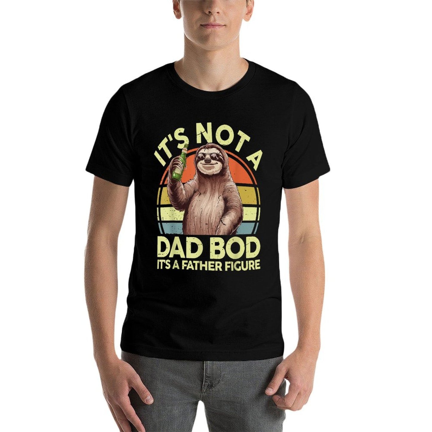 Vintage Its Not Dad Bod Father Figure Funny Sloth Daddy Papa Heathered Texture T-Shirt