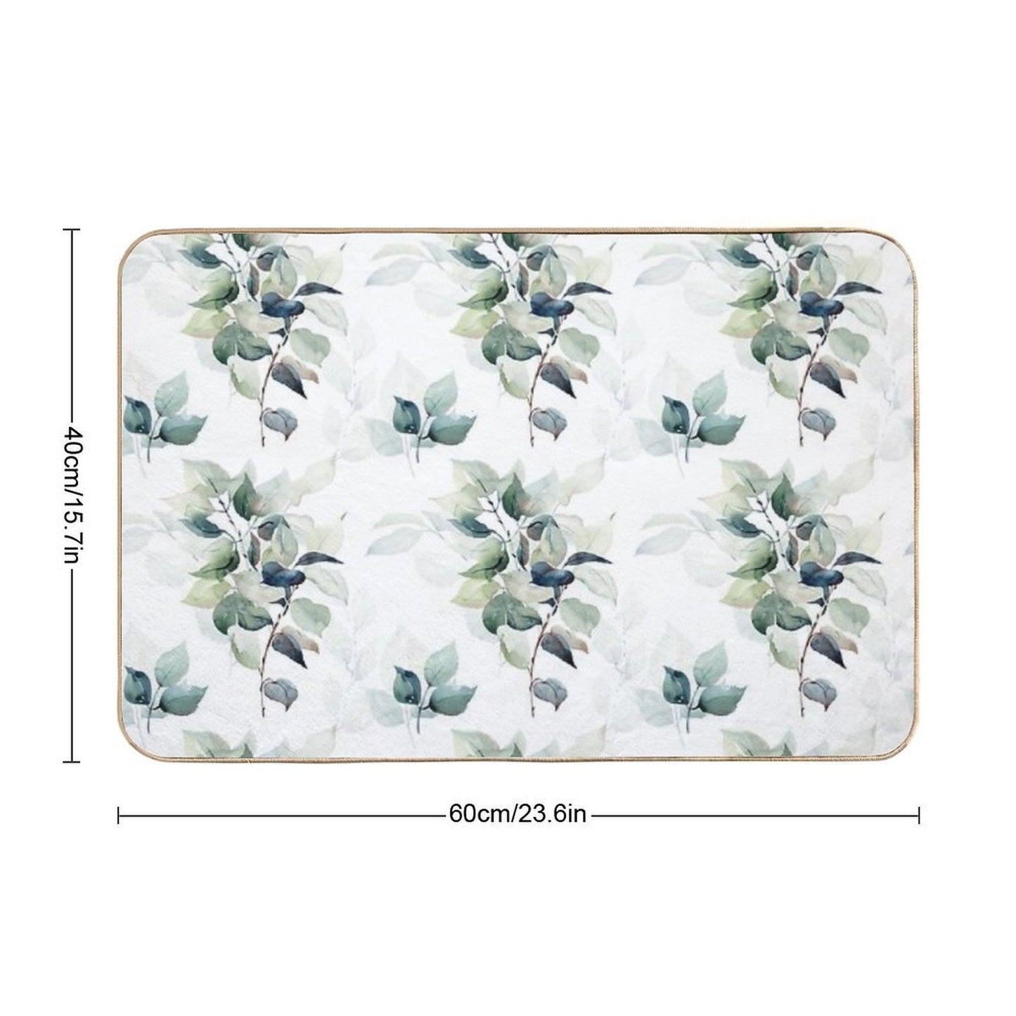 Watercolor Pattern with Leaves Eco-Friendly Bath Mat