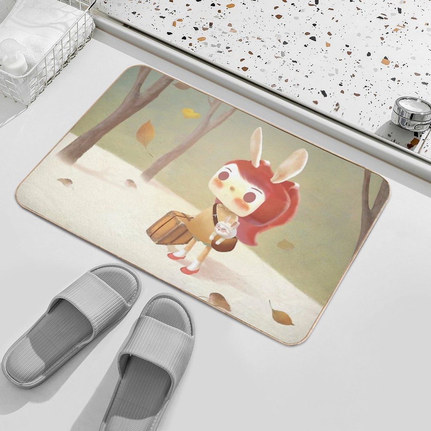 Bunny Girl – Lost in The Forest – Dreamy Adventure Repositionable Bath Mat