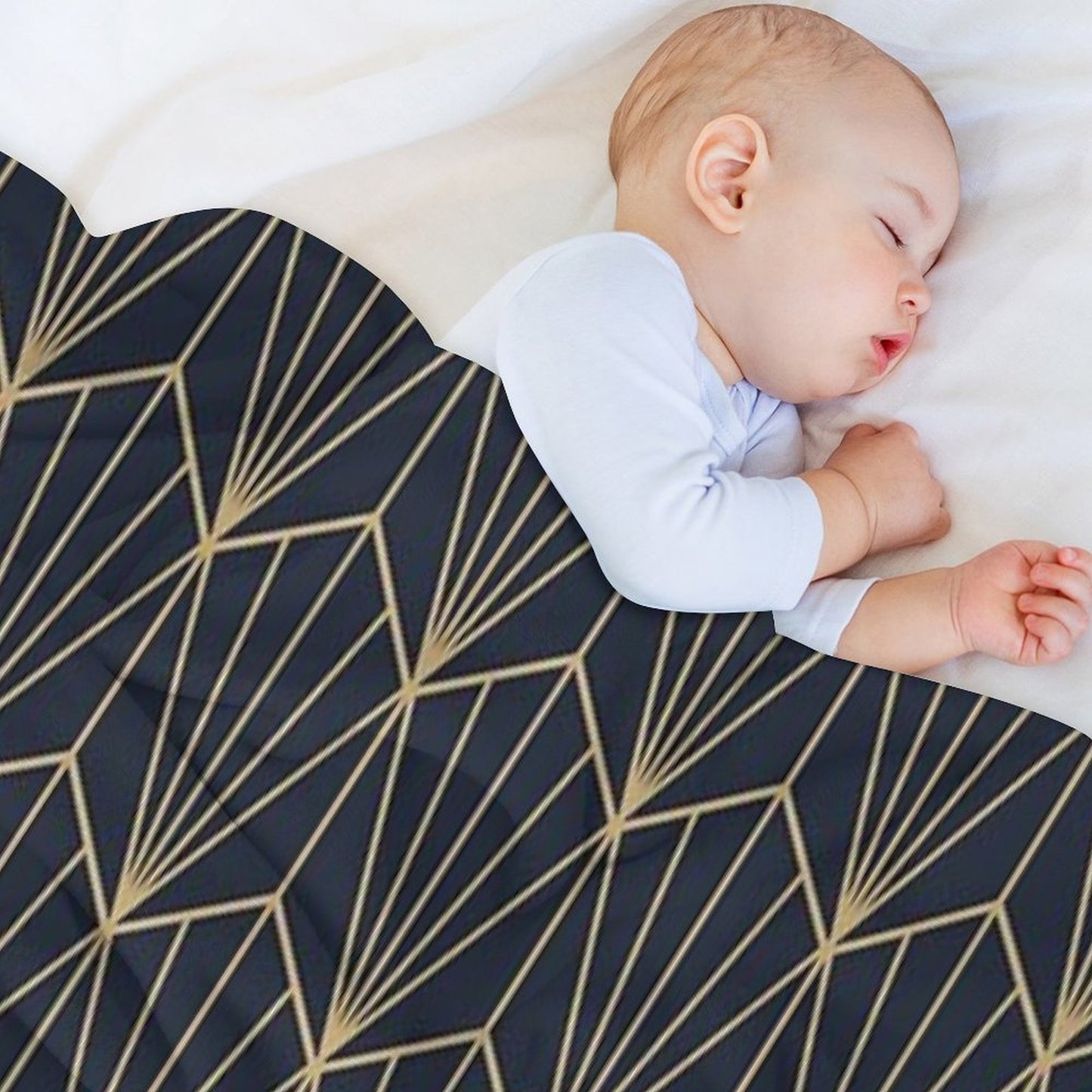 Art Deco in Navy And Gold Anti-pilling Throw Blanket