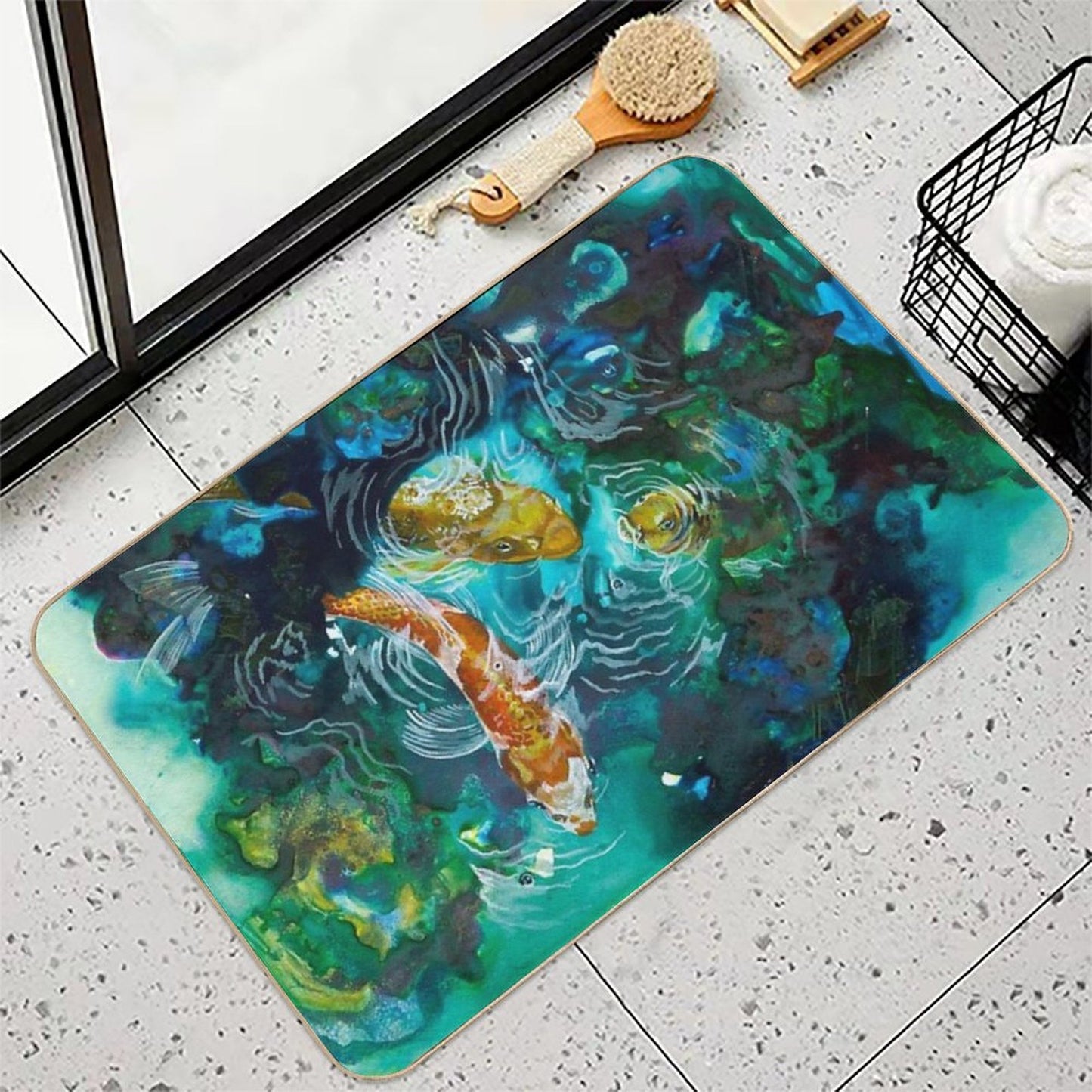 Koi Pond Fade-Resistant Bath Mat