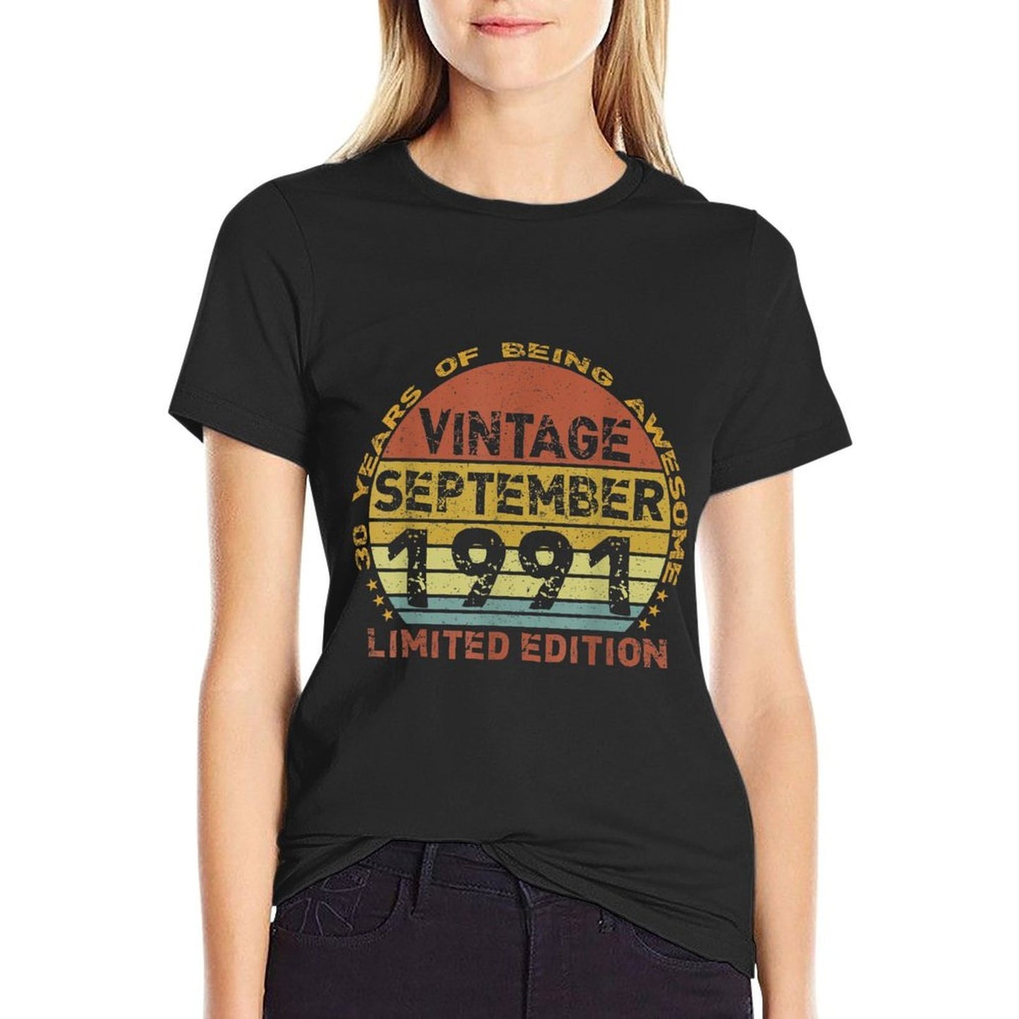 30 Years Old Vintage September 1991 Distressed 30th Birthday Classic T-Shirt