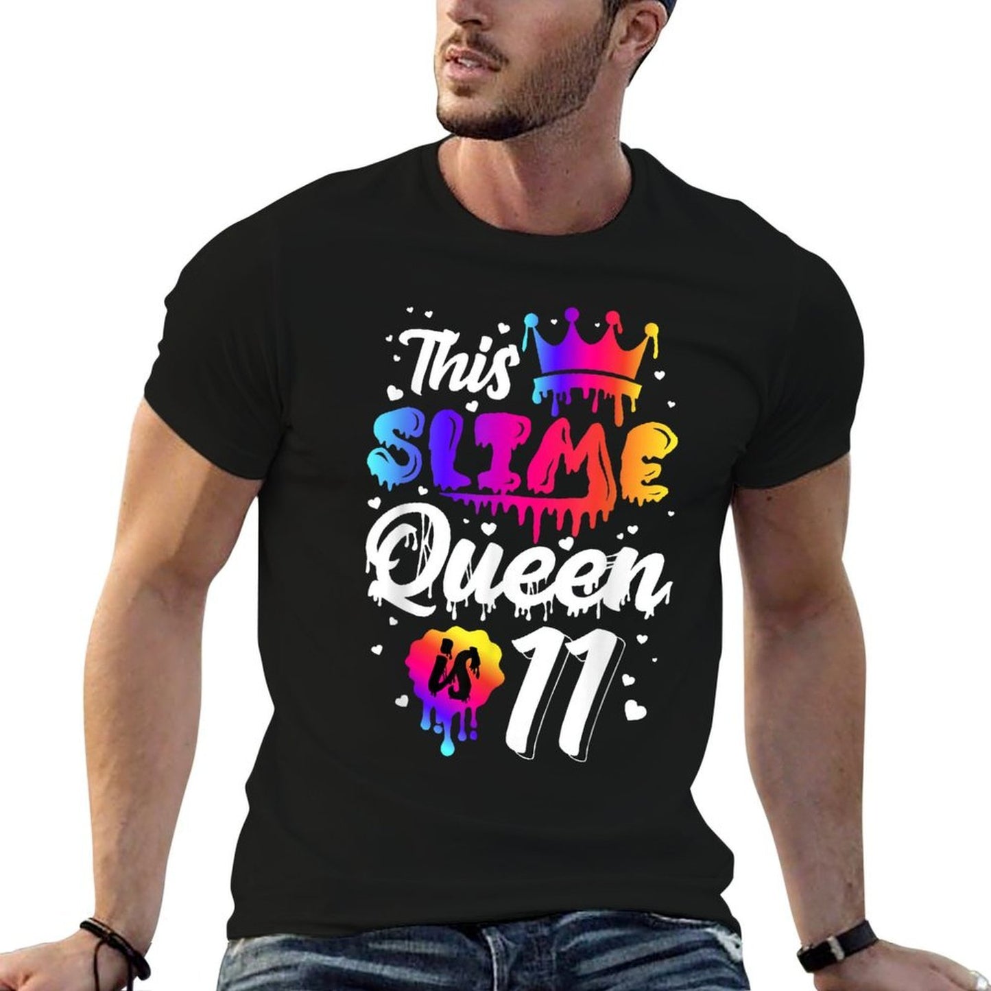 This Slime Queen Is 11 Years Old 11th Slime Birthday Girls Relaxed-fit T-Shirt