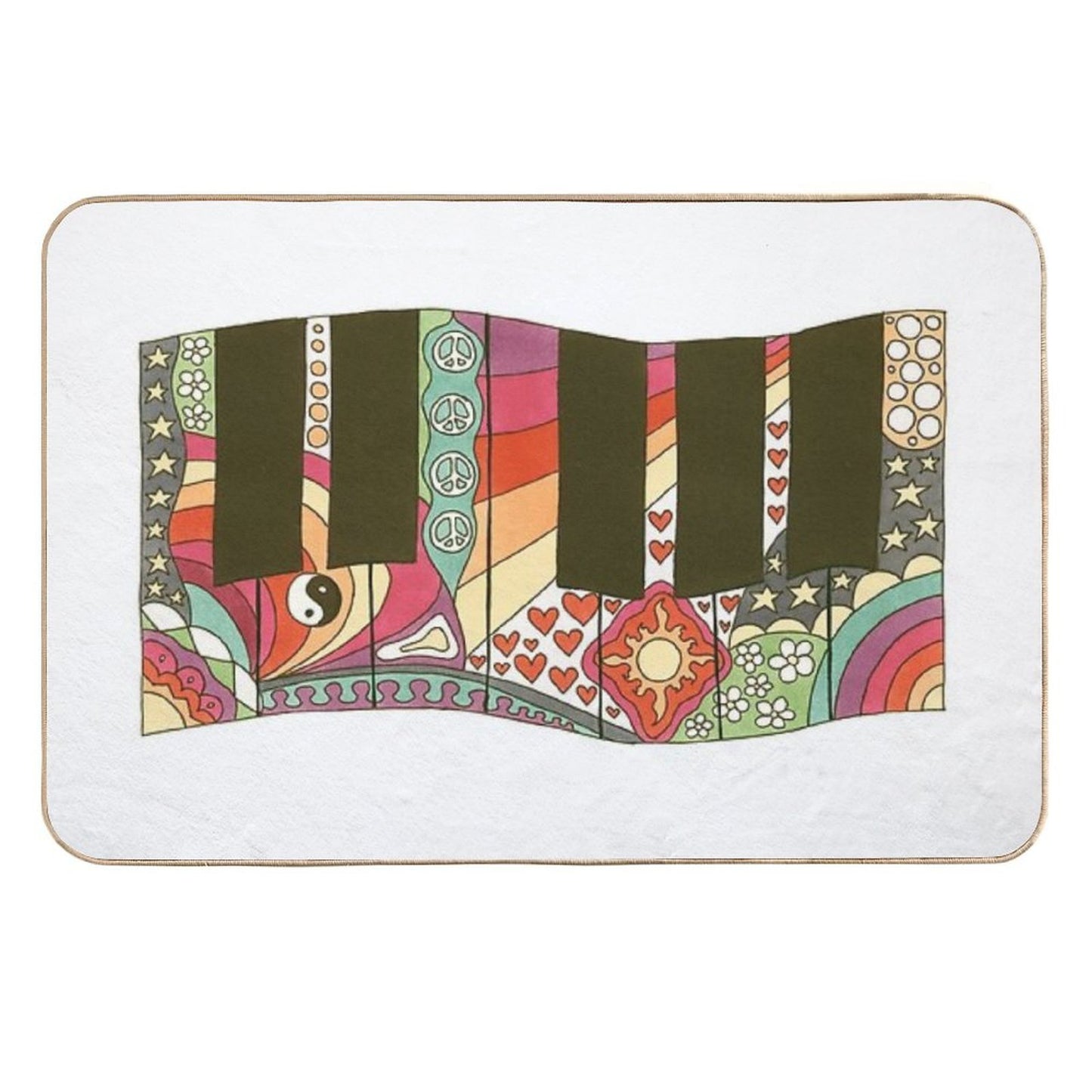 Vintage Psychedelic Keyboard  Anti-Trip Bath Mat