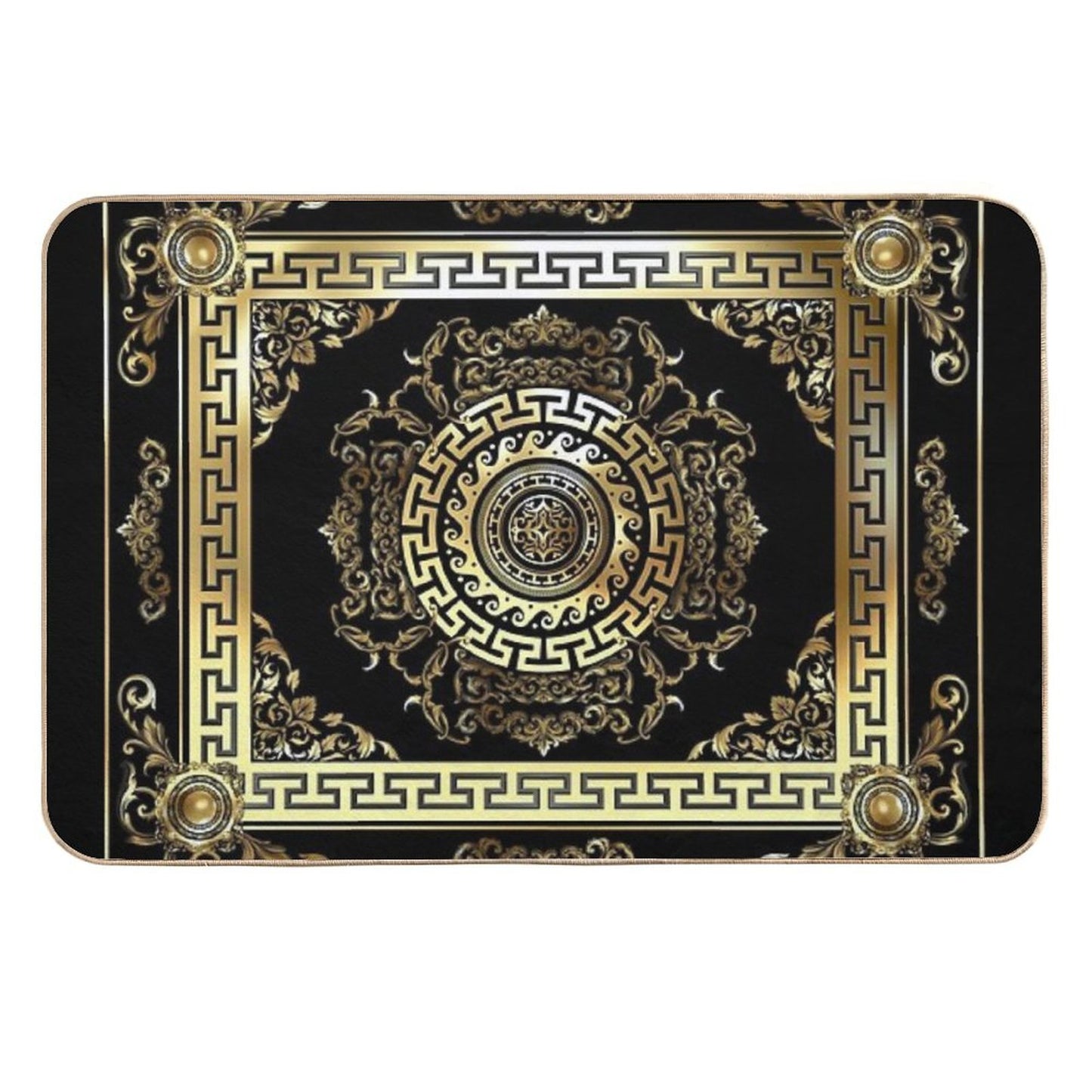 Baroque Gold Black Greek Key Meander Odorless Bath Mat
