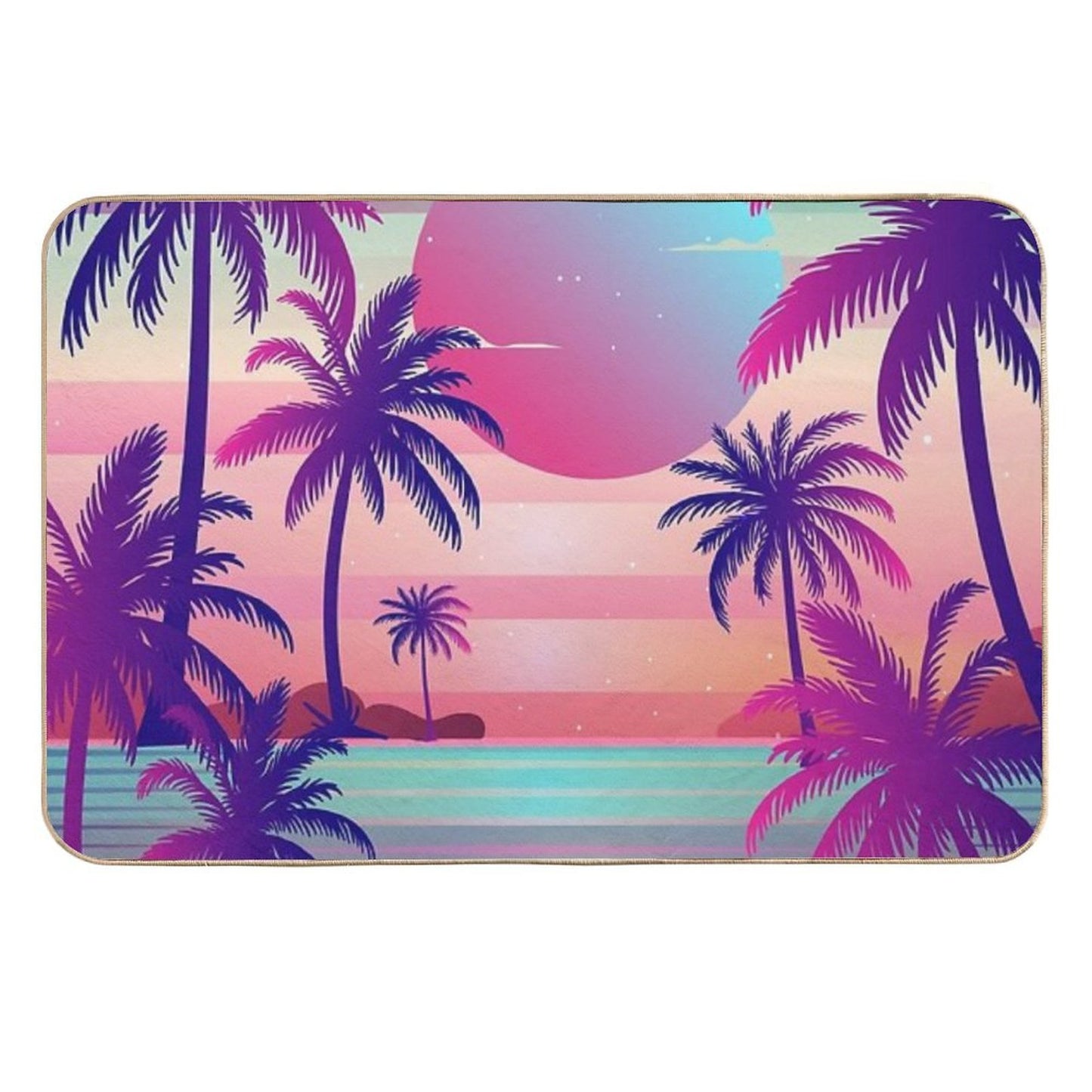 Sunset Palm Trees Vaporwave Aesthetic Slip-Resistant Bath Mat