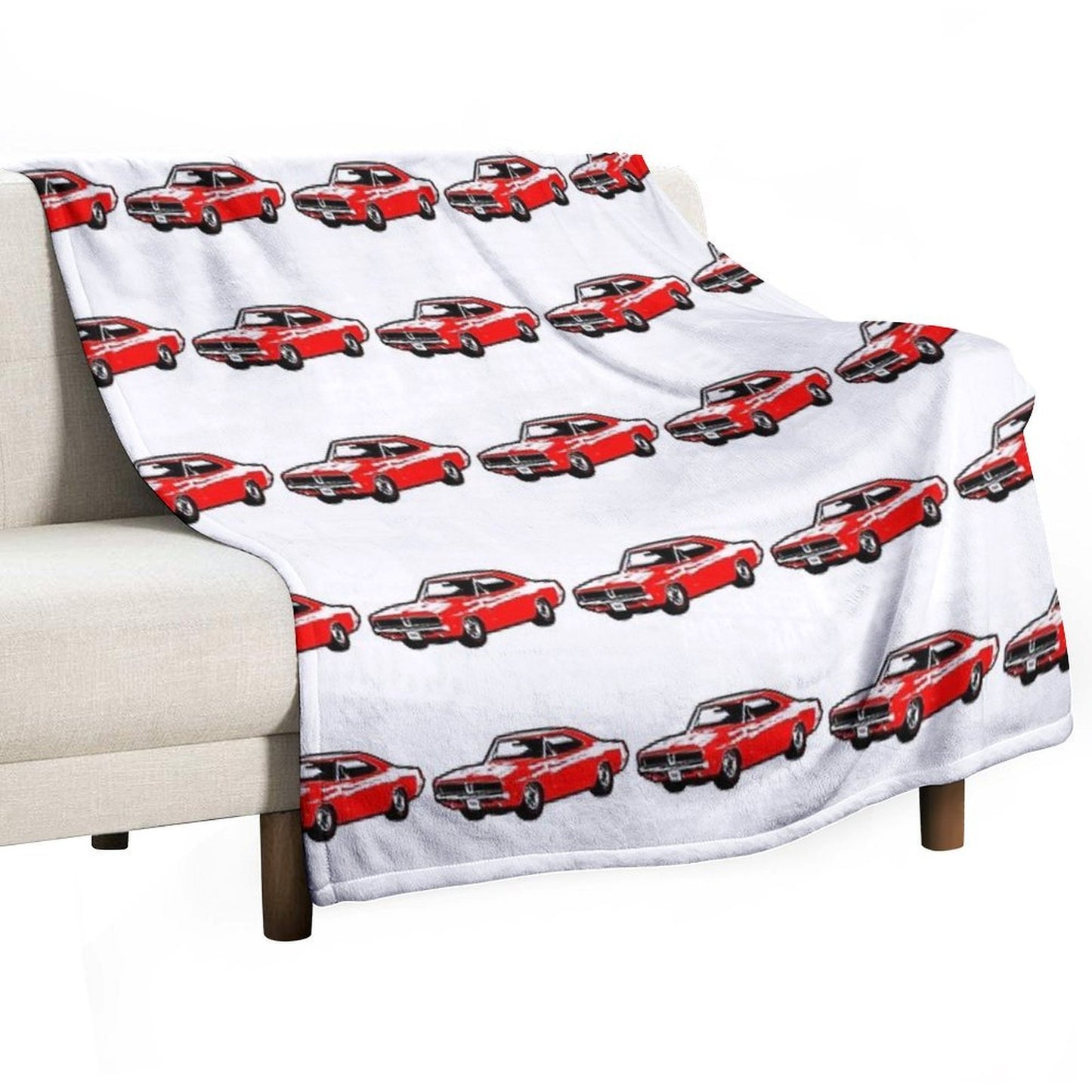 Red 1969 DC Muscle Car Wrinkle-free Throw Blanket