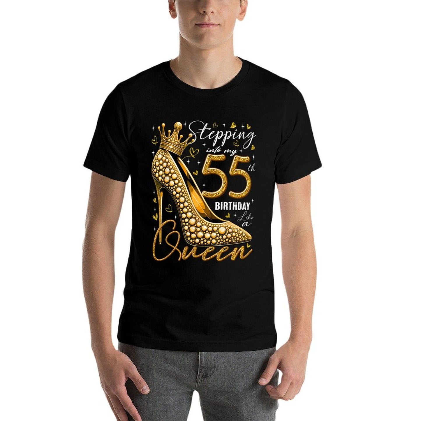 55 Year Old Gifts High Heels Stepping Into My 55th Birthday Moisture-wicking T-Shirt