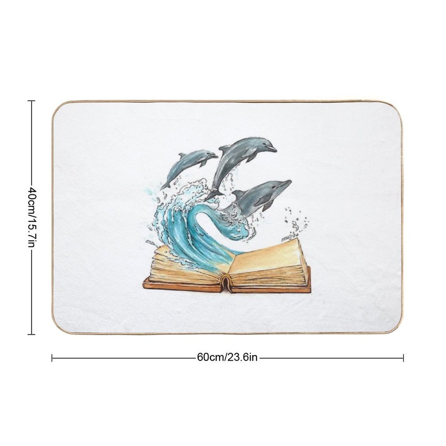Dolphins Jumping from Old Book Watercolor Illustration Toxin-Free Bath Mat