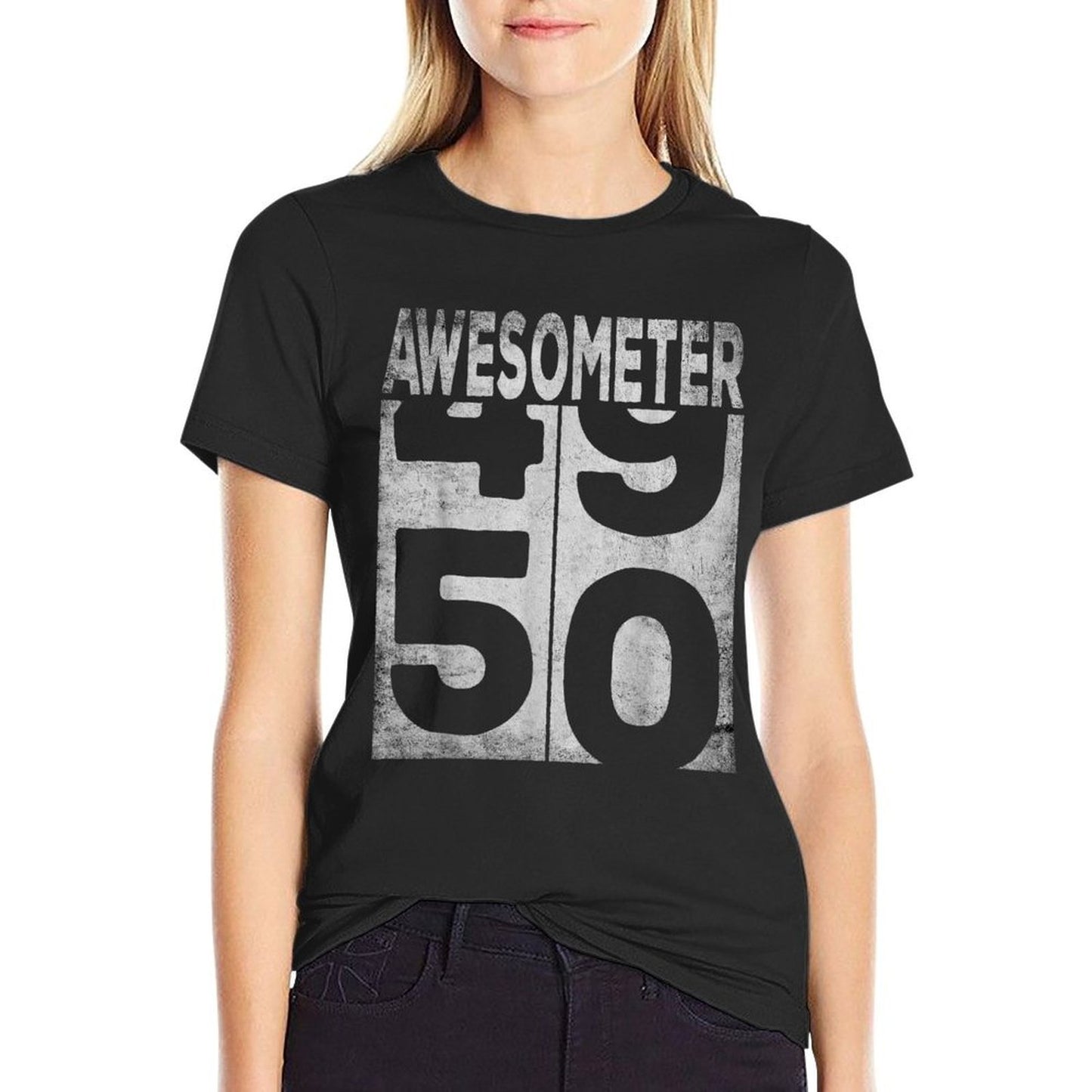 50 Year Old Bday Funny 50th Birthday 1974 Gag - AWESOMETER Rolled Sleeves T-Shirt