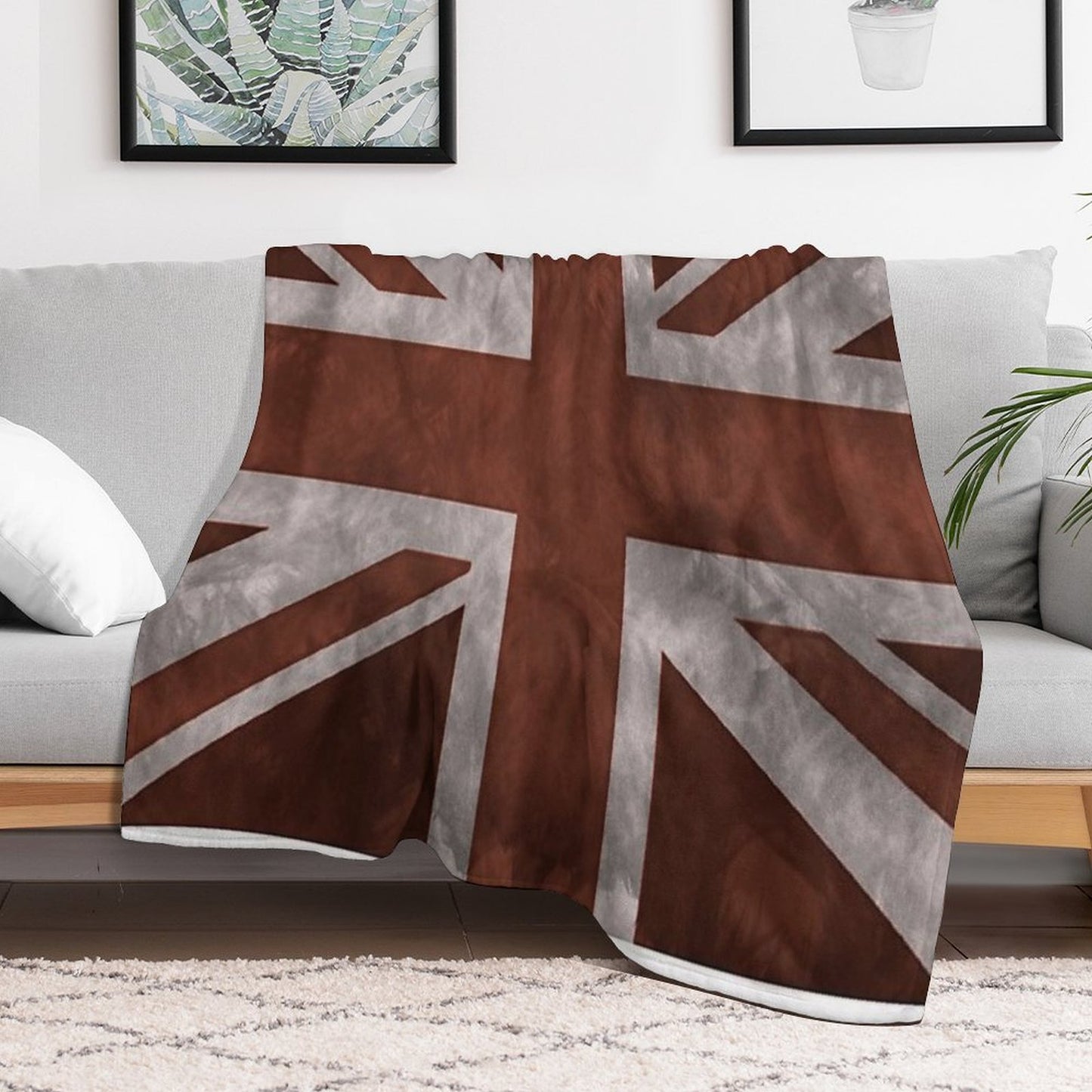 Red Distressed Union Jack Sustainable Throw Blanket