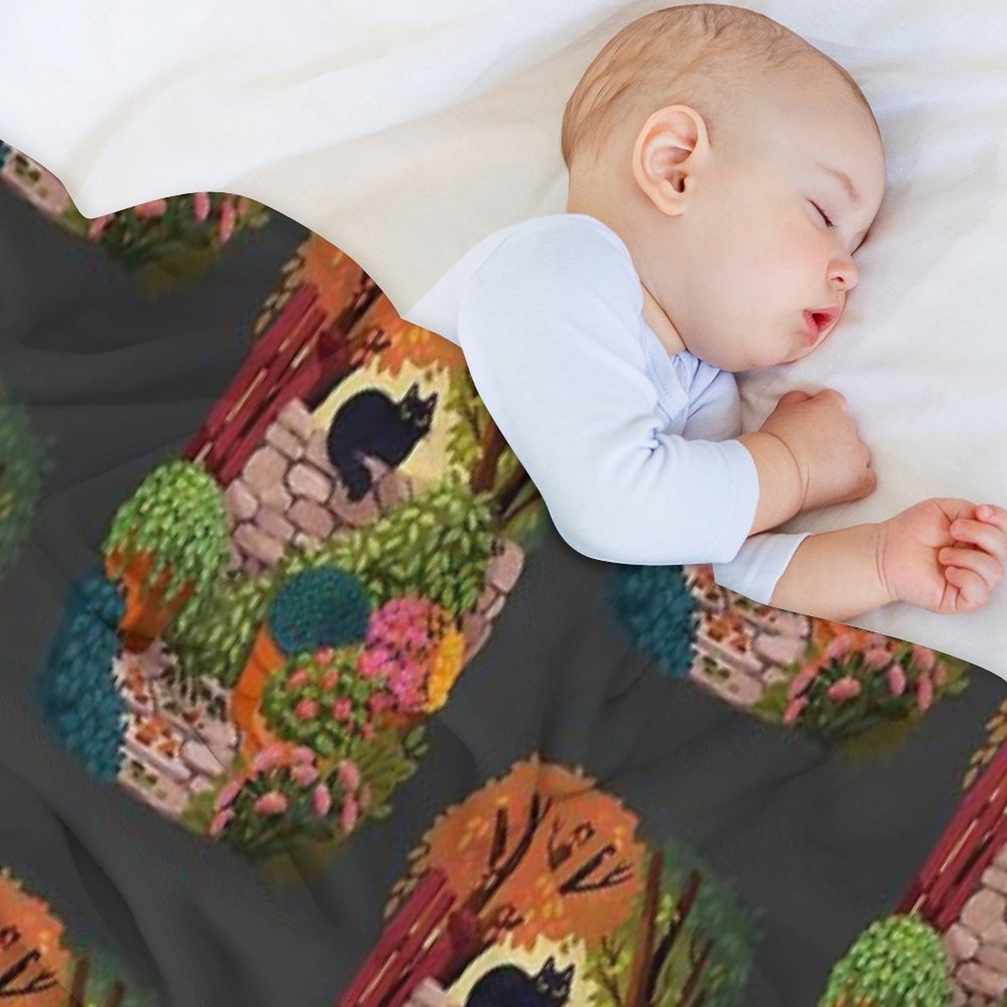 Cat in The Garden Velvety-soft Throw Blanket
