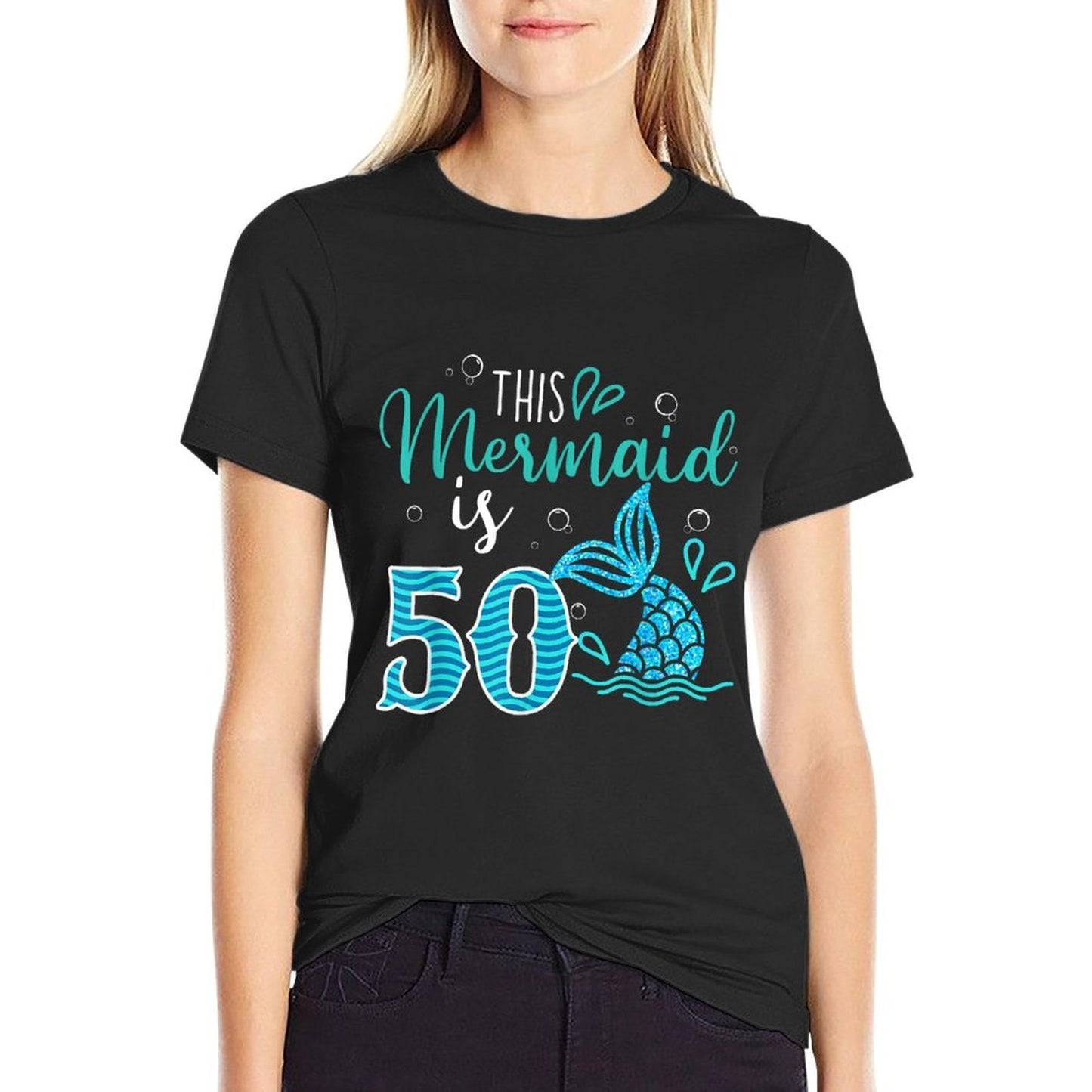 50th Birthday This Mermaid Is 50 Years Old Bday Fade-proof Color T-Shirt