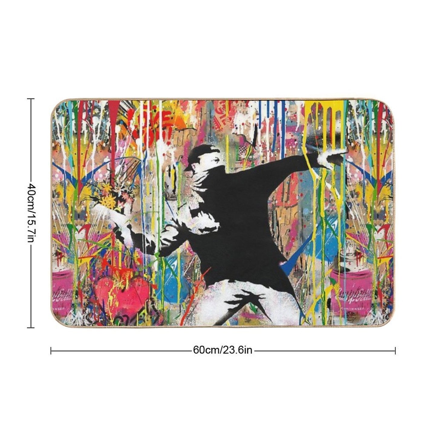 Flower Thrower Pop Street Art Colorful Rapid-Drying Bath Mat