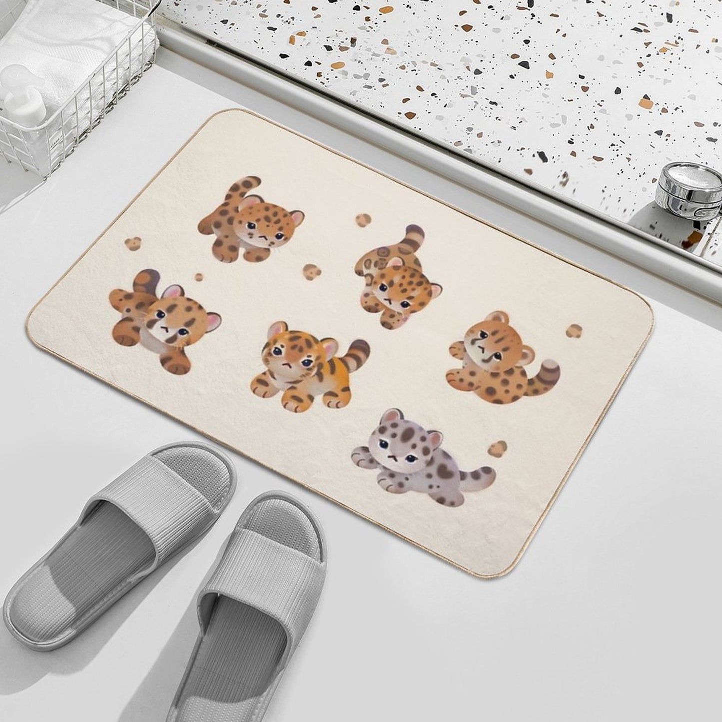 The Year of Big Cat Cubs - Beige Easy To Clean Bath Mat