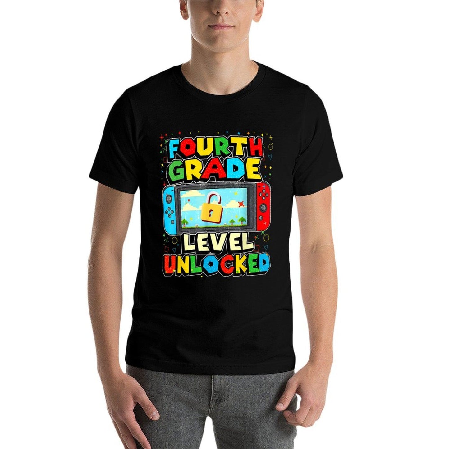 4th Grade Level Unlocked Funny Gamer Boys Back To School Wrinkle-resistant T-Shirt