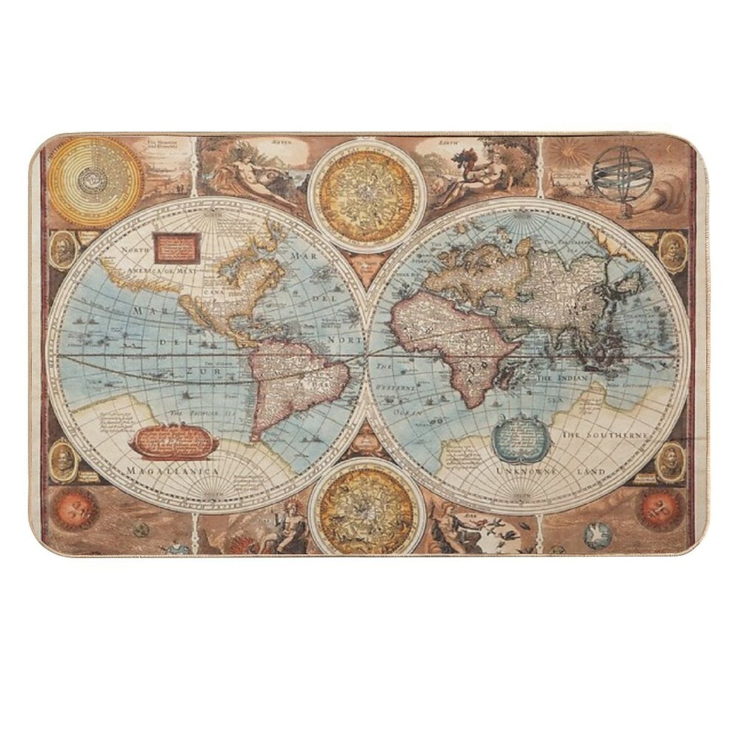 Vintage World Map Eco-Friendly Bath Mat