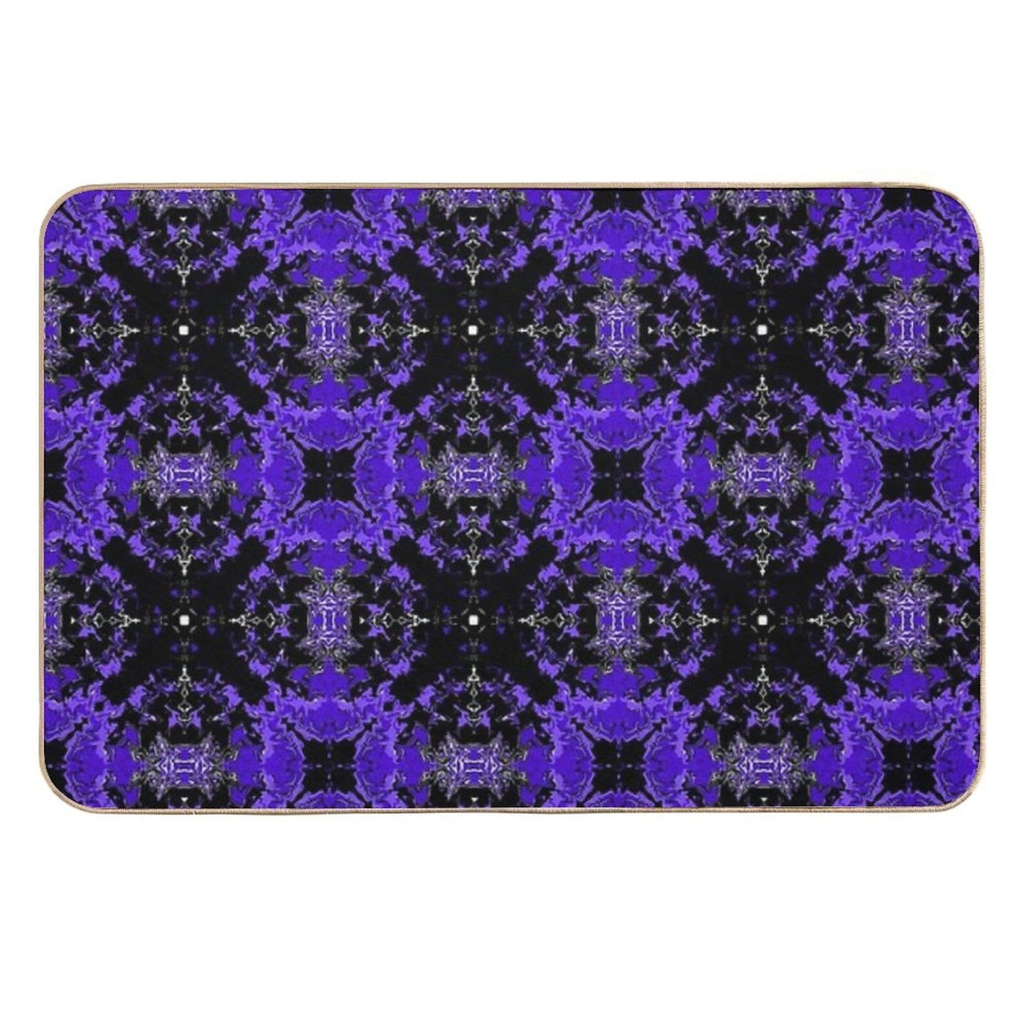 Purple And Black Repeating Liquid Tile Dirt-Trapping Bath Mat