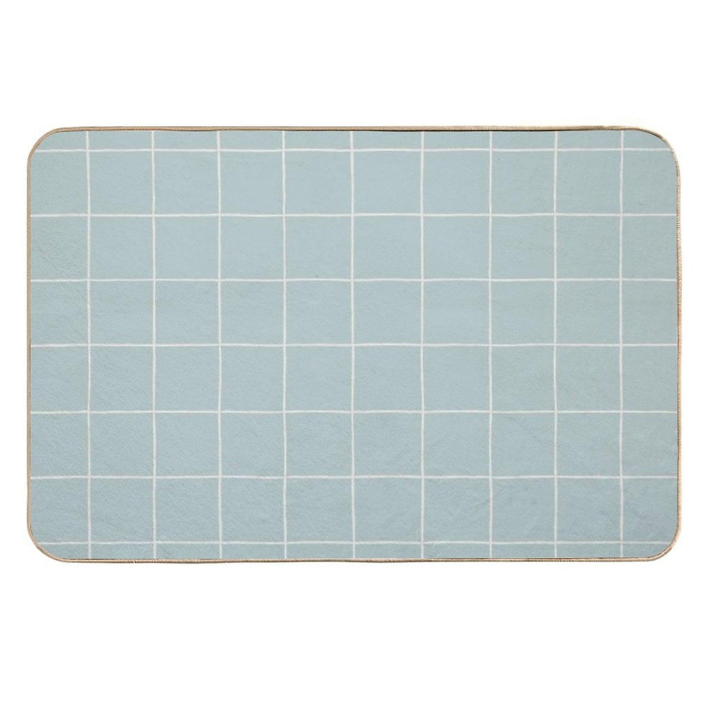 Rustic Grid Soft Aqua Absorbent Bath Mat