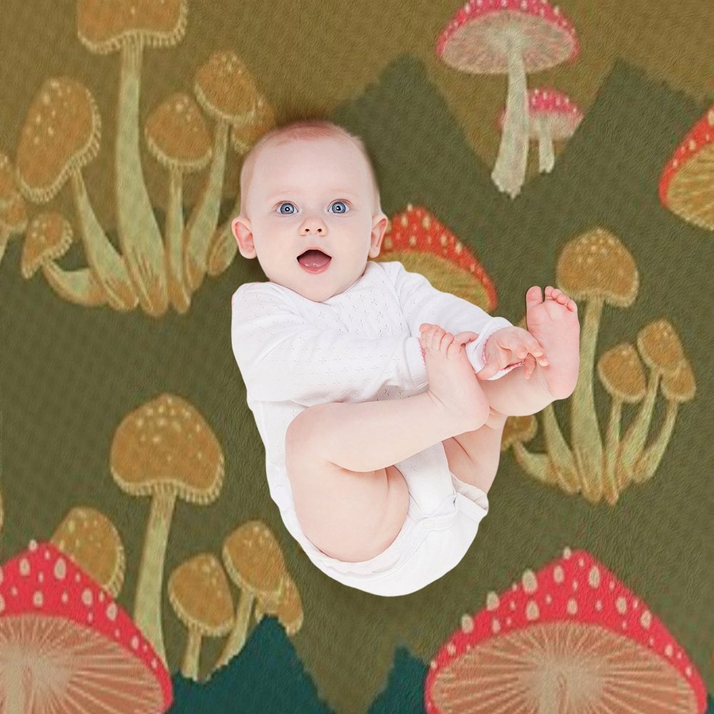 Mushroom Vintage Landscape Premium Throw Blanket