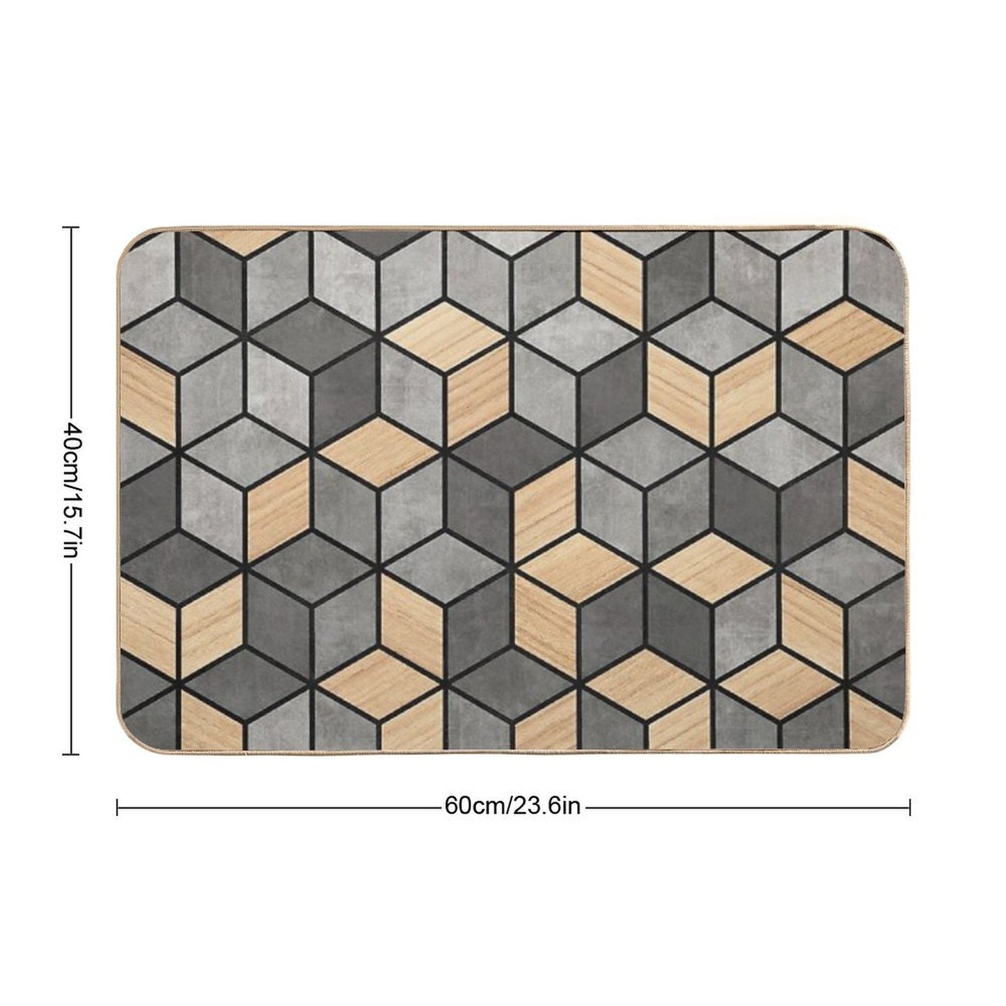 Concrete And Wood Cubes Multi-Purpose Bath Mat