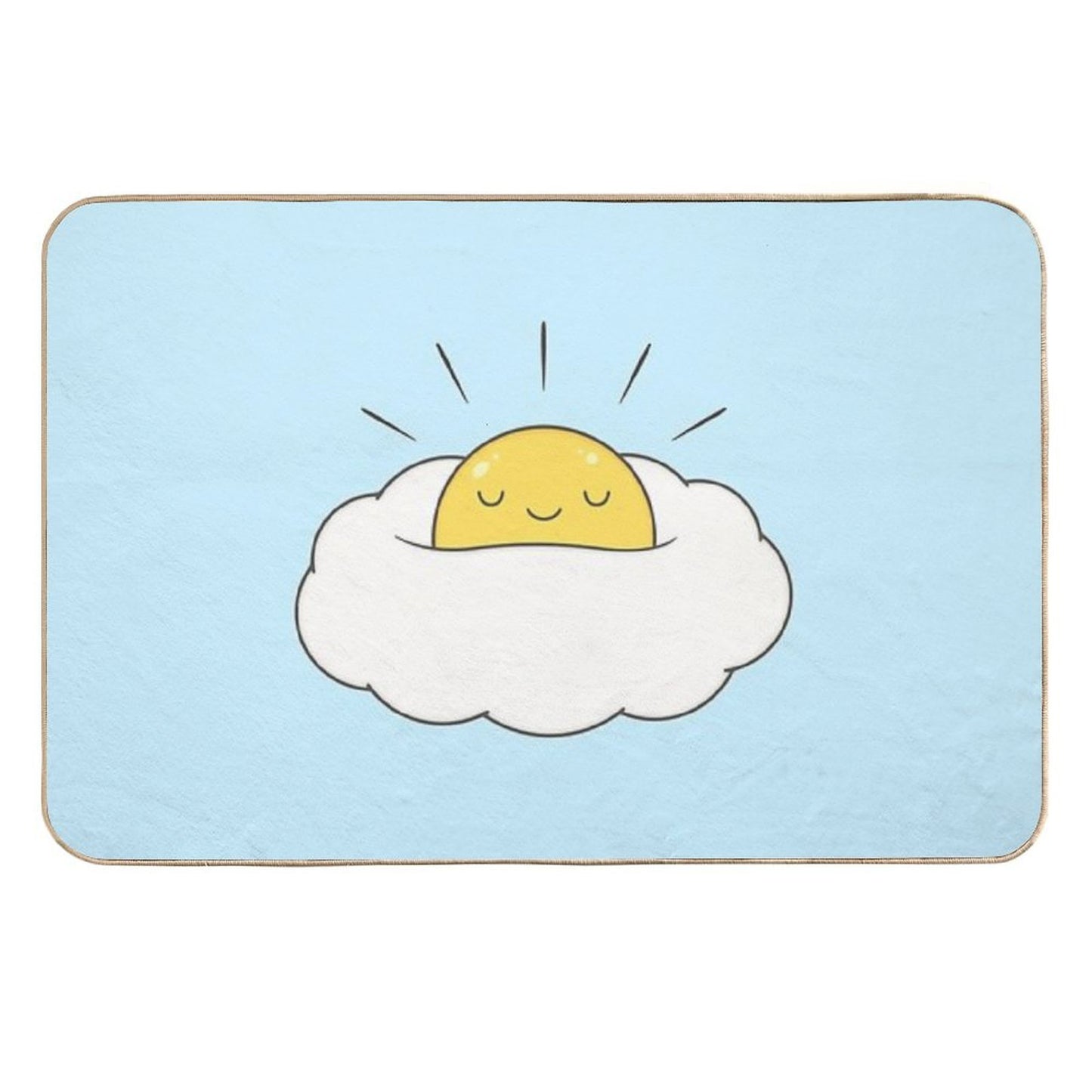 Sunshine for Breakfast Egg Cloud Fade-Resistant Bath Mat