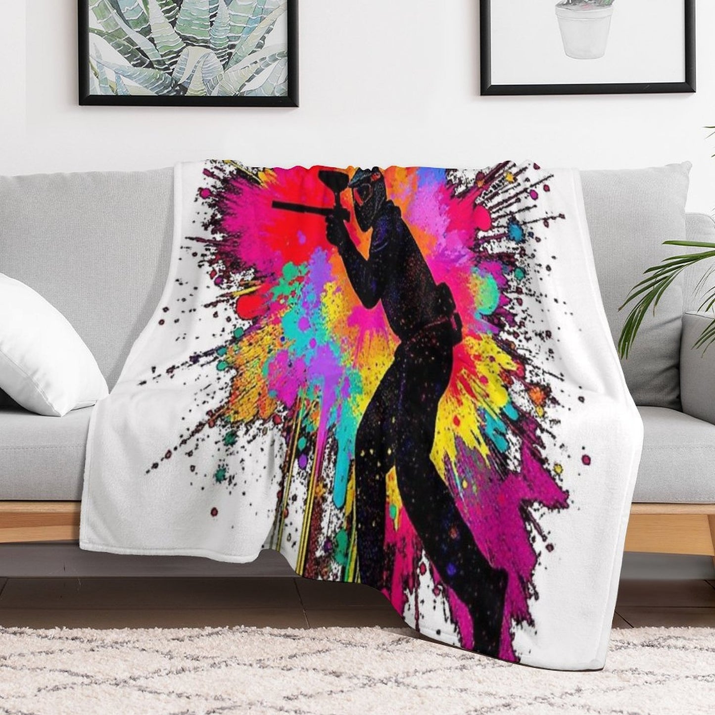 Paintball Logo Game Player Pop Art Graphic Easy Care Throw Blanket