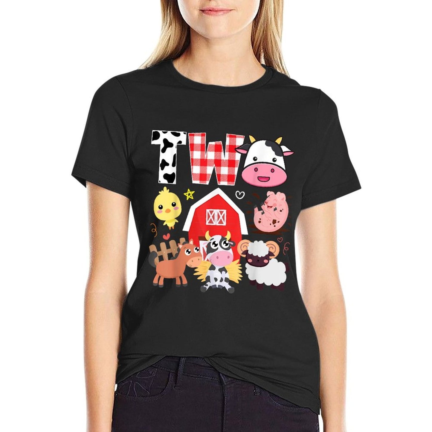 2nd Birthday Two Year Old Farm Theme Animals Birthday Party Moisture-wicking T-Shirt